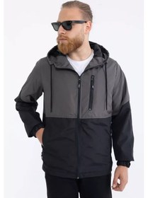 Resim İçi Astarlı Su Ve Rüzgar Geçirmez Cepli Erkek Yağmurluk Antrasit 