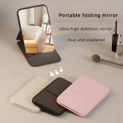 Resim Mini Taşınabilir Katlanır Ayna - Ultra İnce Cep Boyutunda Seyahat Aynası, Parlatı Cam, Taşınabilir Makyaj Aynası, Yurt, Yatak Odası, Ofis ve Seyahat İçin - Kompakt Sentetik Suni Deri Çerçeve, Pil Gerektirmez, Yurt Odası Temel, Dekoratif Karakter Teması 