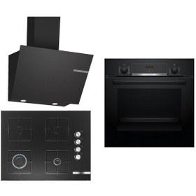 Resim Bosch HBF514BB1T - POP7C6O12O - DWK66PJ60T 3'lü Ankastre Set Siyah 268 