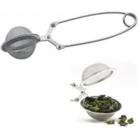 Resim Hobibahçem® Paslanmaz Metal Pratik Kolay Bitki Çayı Demleme Süzgeci Aparatı 