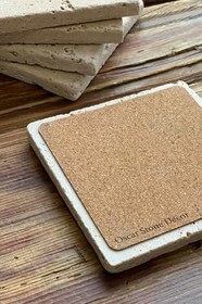 Resim Oscar Stone Decor Baskılı Doğaltaş Bardak Altlığı 4'Lü Set Desen Tile 4Dsn-319 