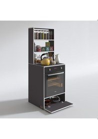 Resim Kenzlife ankastre fırın dolabı bengisu gri 165*60*56 mutfak kapaklı 