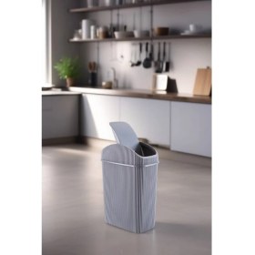 Resim Mini Çöp Kovası, Mutfak, Banyo, Tuvalet, Ofis Çöp Kutusu Gri 