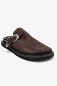 Resim Luvishoes Luvi Shoes Vesta Kahverengi Süet Tokalı Hakiki Deri Kadın Burnu Kapalı Terlik Kahverengi 