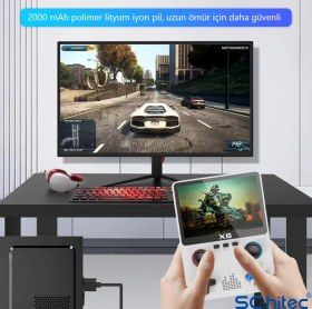 Resim Schitec X6 3.5inç Ips Ekran Taşınabilir Retro El i Oyun Konsolu 10000 Oyunlu Tv Bağlanan 32gb Yeşil 