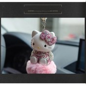 Resim Honeybeeshop Pembe Hello Kitty Kedi Kolye Mücevherli Kurdele Ev Dekorasyonu Ve Araba İç Mekan Aksesuarı 