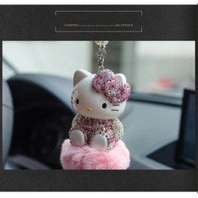 Resim Honeybeeshop Pembe Hello Kitty Kedi Kolye Mücevherli Kurdele Ev Dekorasyonu Ve Araba İç Mekan Aksesuarı 