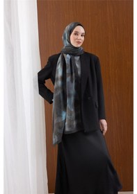 Resim Silk Home Viskon Mayda Şal Mavi-antrasit Dalga Desenli Yumuşak Dokulu 190x70 Çok Renkli 