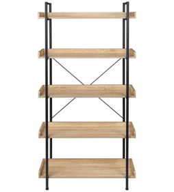 Resim Sier Metal Doğal Kitaplık Masif Raf Ahşap 