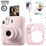 Resim Fujifilm Instax Mini 12 Fotoğraf Makinesi + 10'lu Film + Kıskaçlı Resim Standı + Silikon Kılıf Seti Pembe 