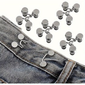 Resim 6 adet Ayarlanabilir Kot Pantolon Tokası Seti - Konforlu ve Hızlı Depolama, Dikişsiz Metal Kemer Klipsi, Kadın Pantolonları için Çok Fonksiyonlu, Gümüş Gri 