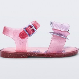 Resim Mini Melissa Fly Sandal III Kelebek Aplikeli Simli Pembe Kız Bebek & Çocuk Sandaleti | 22-30 Numara | Melflex® Vegan | İkonik Kokulu - 2 