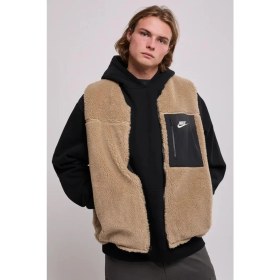 Resim Nike Sporswear Club Fleece Winterized Reversible Sythetic Fill Full-Zip Çift Traflı Erkek Bol Kesim Peluş Sentetik Dolgu Yelek Kahve-Siyah 