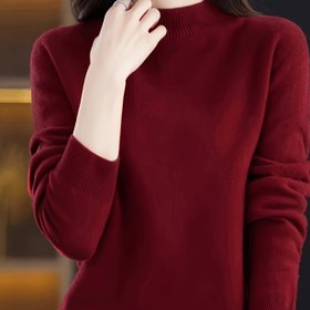 Resim Kadınlar için Günlük Yuvarlak Yaka Kazak - İlkbahar/Sonbahar Katmanlama için Yumuşak Makinede Yıkanabilir Düz Renk Üst, Çok Yönlü Rahat Giyim, Sevimli Kazaklar, Sonbahar Gardıropu, Sofistike Doku, Konforlu Kumaş 