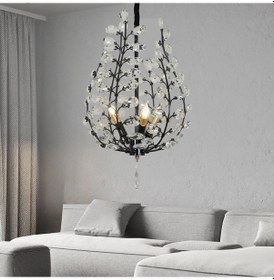 Resim Donna Siyah 45'lik Kristal Taşlı Modern Koridor, Salon Avize Siyah 