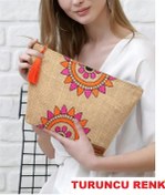 Resim Ju Yaratıcı Tasarım Hasır Kadın Portföy & Clutch Üçgen Çanta 