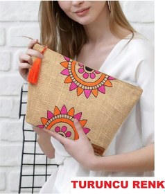Resim Ju Yaratıcı Tasarım Hasır Kadın Portföy & Clutch Üçgen Çanta 