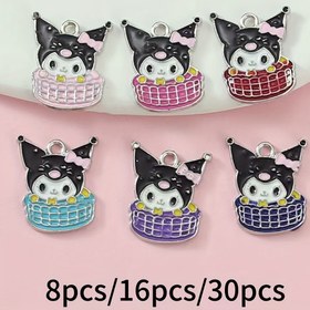 Resim 8'li/16'lı/30'lu Kuromi Karakter DIY Aksesuarları, Mor Şeytan Sepet Kolye Anahtarlık Kolye Ucu Hediye Dekorasyon Takı Yapımı Aksesuarları, El Sanatları Malzemeleri,El Yapımı Aksesuarlar,Sevimli Anahtarlık,Kawaii Takı,Detaylı İşçilik,Hafif Kolye,Takı Aksesuarları,Dekoratif Süsler,Takı Yapımcıları 