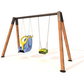 Resim Ahşap Salıncak, İkili Park Salıncağı, Engelli Ve Standart Tip Salıncak Koltuğu-583 