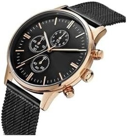 Resim Spectrum Premium Çelik Hasır Kordon Siyah Erkek Kol Saati ST6425AG 