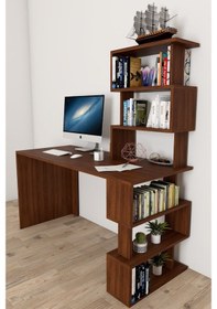 Resim Moonlife Okyanus Kitaplıklı Çalışma Masası Ceviz 