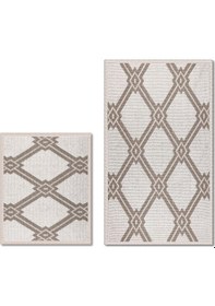 Resim Marta Doğal Pamuklu 2'li Banyo Paspas & Halı Seti 60x100+50x60 Cm - Bej Bej 