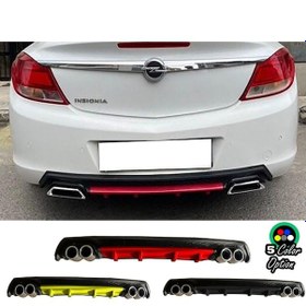 Resim Opel İnsignia Yuvarlak Egzozlu Gri Difüzör Difizör Uyumlu Çiftli Egzoz Görünüm Arka Ek 2009 - 2013 