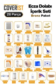 Resim COVERİST Ecza Dolabı Plastik Çanta İlk Yardım İçerik Seti - Bronz Paket 