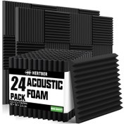 Resim 24 Paket Akustik Köpük Paneller, Gürültü Azaltma ve Yankı Tedavisi için Yüksek Yoğunluklu Ses Yalıtım Kama Karoları, Kayıt Stüdyoları, Ev Sinemaları, Ofisler ve Oyun Odaları için Alev Geciktirici Köpük 