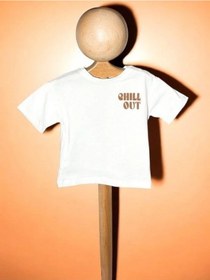 Resim Çikoby Erkek Bebek Chill Out Yazılı Pamuklu T-shirt-15714 Beyaz 