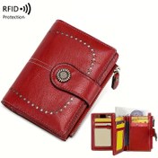 Resim RFID Hırsızlığa Karşı Kadın Cüzdan Çoklu Kartlı Fermuarlı Vintage Çok Fonksiyonlu Küçük Çanta 