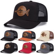 Resim 2025 Yeni Erkekler için Balık Amblemi ve Nefes Alabilir Mesh Arka - Bahar/Sonbahar Dış Mekan Trucker Şapkası, %100 Polyester, Çoklu Renkler 