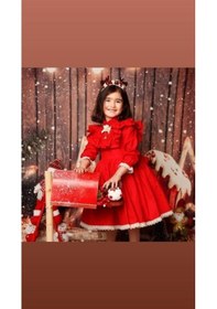 Resim H L Y Karol Tasarım Kırmızı Yılbaşı Vintage Kız Bebek Elbisesi,fotoğraf Çekim Elbisesi,0-12 Yaşa Uygun Kırmızı 