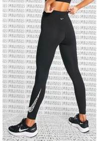 Resim Nike Dri Fit Leggings Big Swoosh Black İki İç Cepli Toparlayıcı Tayt Siyah 