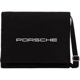 Resim Porsche Text Siyah Kanvas Postacı Çantası - Siyah 