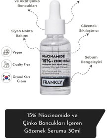 Resim Frankly 15% niacinamide ve çinko boncukları i̇çeren gözenek serumu 30ml 