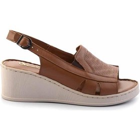 Resim Taba Hakiki Deri Kadın Dolgu Topuklu Ayakkabı K05466057303 Taba 