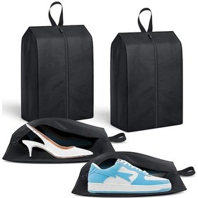 Resim 4 Taşınabilir Naylon Seyahat Ayakkabı Çantası, Ayakkabılar, Spor Ayakkabılar Ve Topuklu Ayakkabılar İçin Fermuarlı Toz Geçirmez Ayakkabı Saklama Çantası, Siyah 