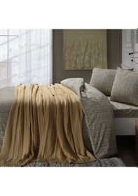 Resim Taç Çift Kişilik Triko Battaniyeli Nevresim Seti Hardal 000000001000043010 Hardal 