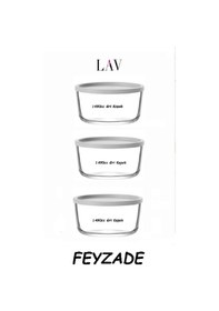 Resim Feyzade Round Saklama Kabı 1490 Cc X 3 Adet Gri Kapaklı Lv-rnd-217 Karışık 