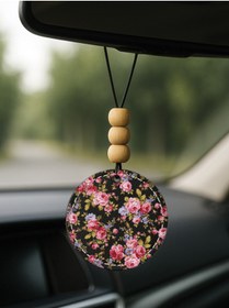 Resim Cekuonline Özel Tasarım Deri Baskılı Desenli Araba Dikiz Aynası Süsü Siyah - Çiçek Doku 