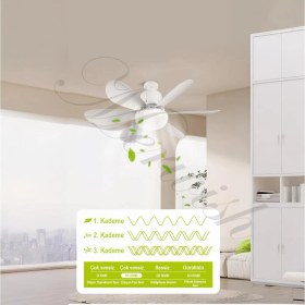 Resim Hepta Collection Tavan Vantilatörü LED Işık 3 Renk Işık Sıcaklığı Ayarlanabilir 3 Kademe Hız Modu Sessiz 52 cm Çap 6 