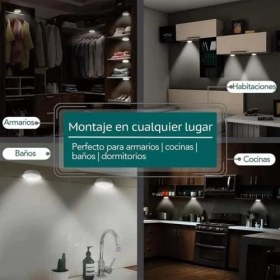 Resim LED Işık, Yapışkan, Kablosuz Aydınlatma Için, 3 Led, Pille Çalışan, Kablosuz, Iç Mekan, Dolaplar, Mutfak, Yatak Odası, Prizsiz Banyo Için 