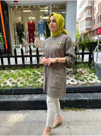 Resim Sernisa Moda Kadın Tesettür Beli Büzgülü Fermuarlı Cepli Mevsimlik Tunik Ceket 