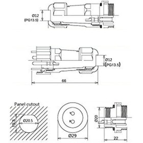 Resim SD20 3 Pin 20mm Su Geçirmez Konnektör Takımı 