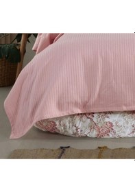 Resim %100 Pamuklu Lastikli Çarşaflı Full Set Pike Takımı 220x230 Pembe 