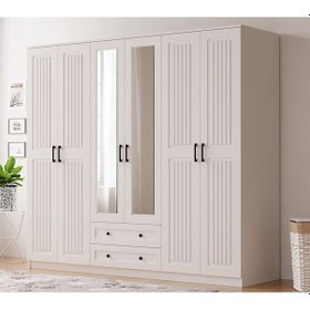 Resim Rabi Mobilya Estelya Country 6 Kapaklı 2 Çekmeceli Gardırop 