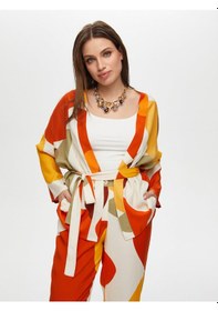 Resim Faik Sönmez Geometrik Soyut Desen Kimono S25kmn001 Us25kmn001100 Multi Çok Renkli 
