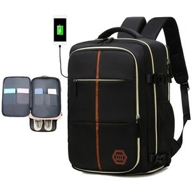 Resim Cordial Siyah Travel Backpack Havayolu Onaylı Ayakkabı Bölmeli 15 6 Inç Laptop Sırt Çantası Erkek Kadın İş Okul Günlük Taşıma - Siyah 