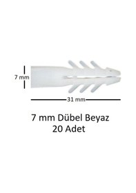 Resim Dübel, 7 Mm Beyaz Dübel, 20 Adet 